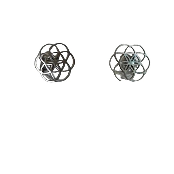 Stainless Steel Silver Swirl Cut Metal Stud Earrings - Picture 4 of 8